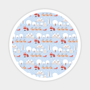 Whimsical Santa Claus and Reindeer Pattern Magnet